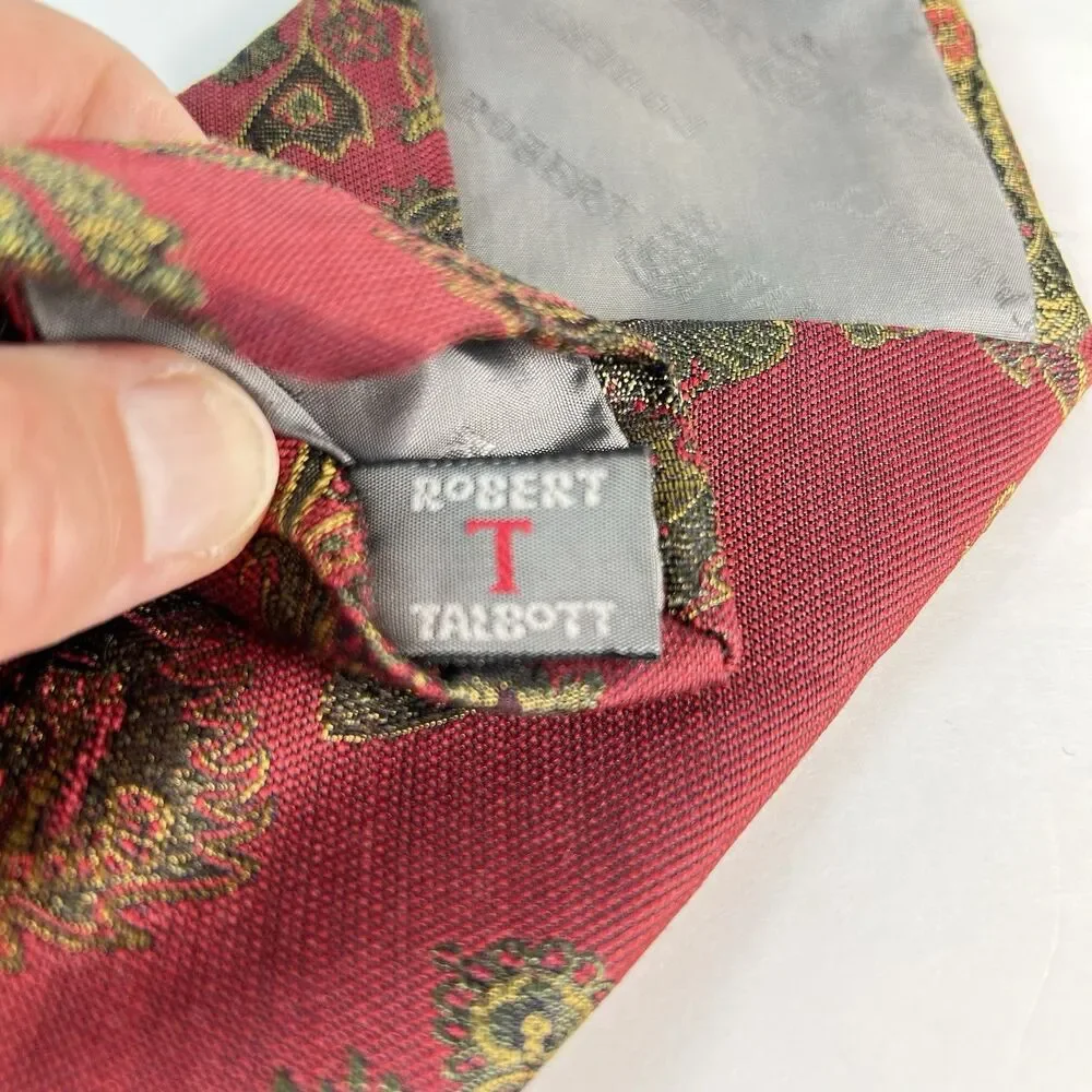 Robert Talbott Mens Wine Red Paisley 100% Silk Tie